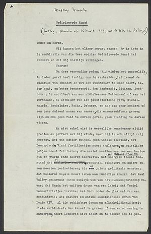 1949 Gedirigeerde Kunst-typoscript met correcties
